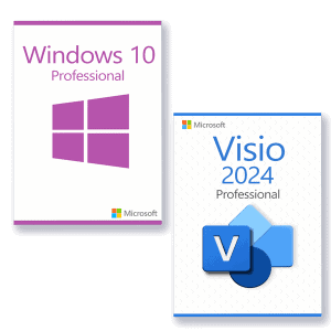 Microsoft Windows 10 Professional + Microsoft Visio 2024 Professional Licenza per 3 PC